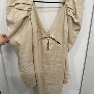 ASOS Edition Beige Linen Blend Mini Dress Size S (US 4)